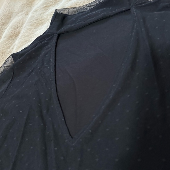 Sanctuary Dotted Black Sheer Long Sleeve Top S - Picture 2 of 7
